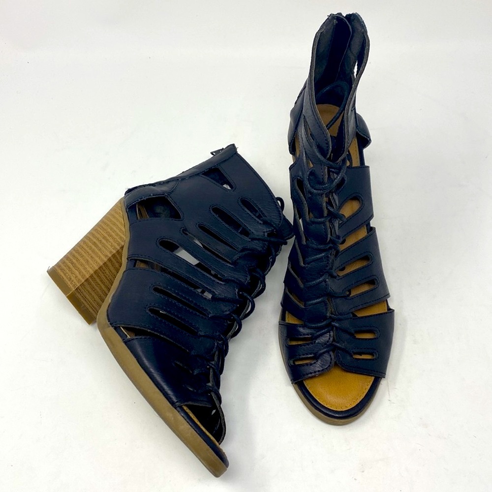 ‼️RAMPAGE VENYCE VITAL Cut Out Block Heel Lace Up Boots, Black 8.5